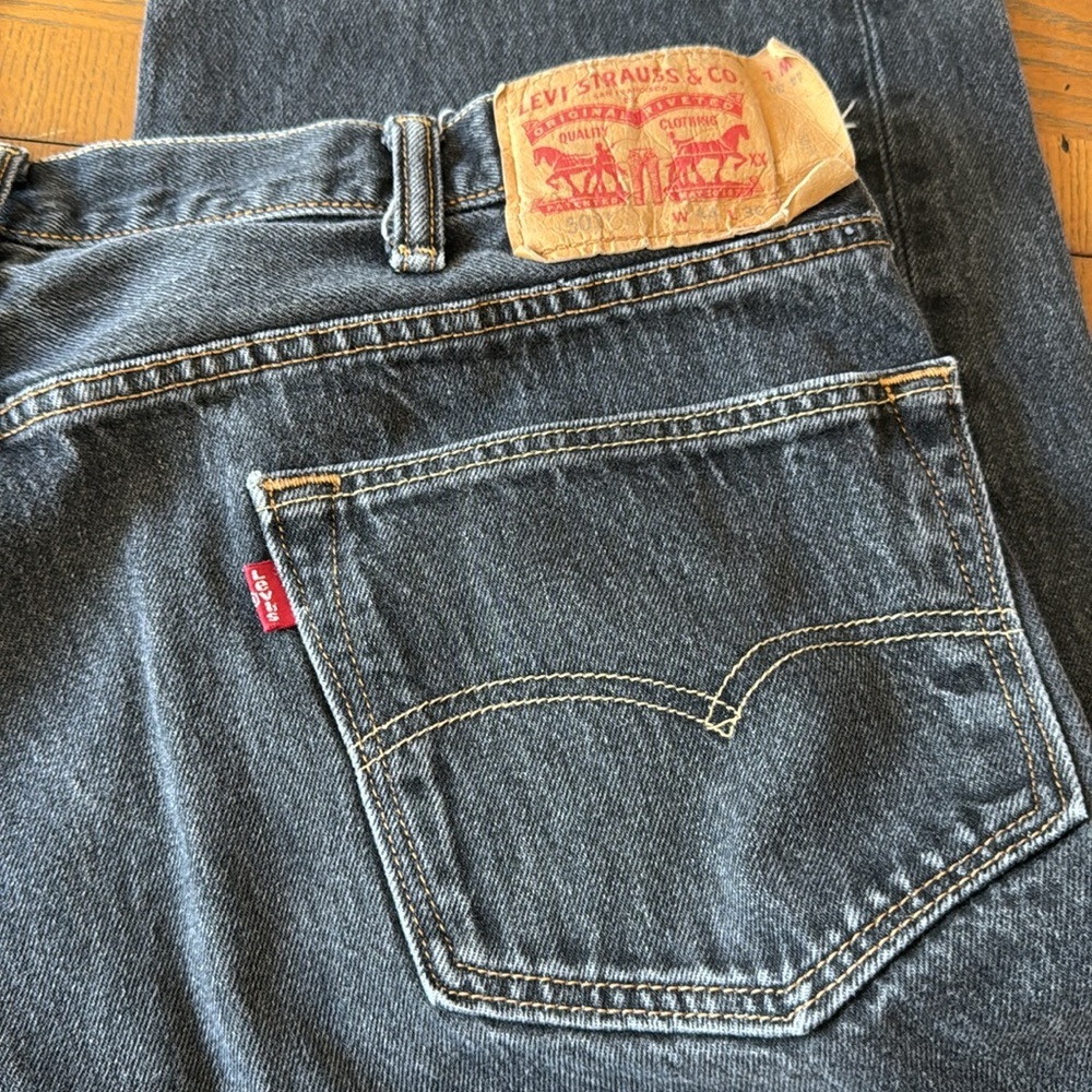 Levi's 501 Original Altered W44 L27.5” Men's Black Jeans - Picture 13 of 13